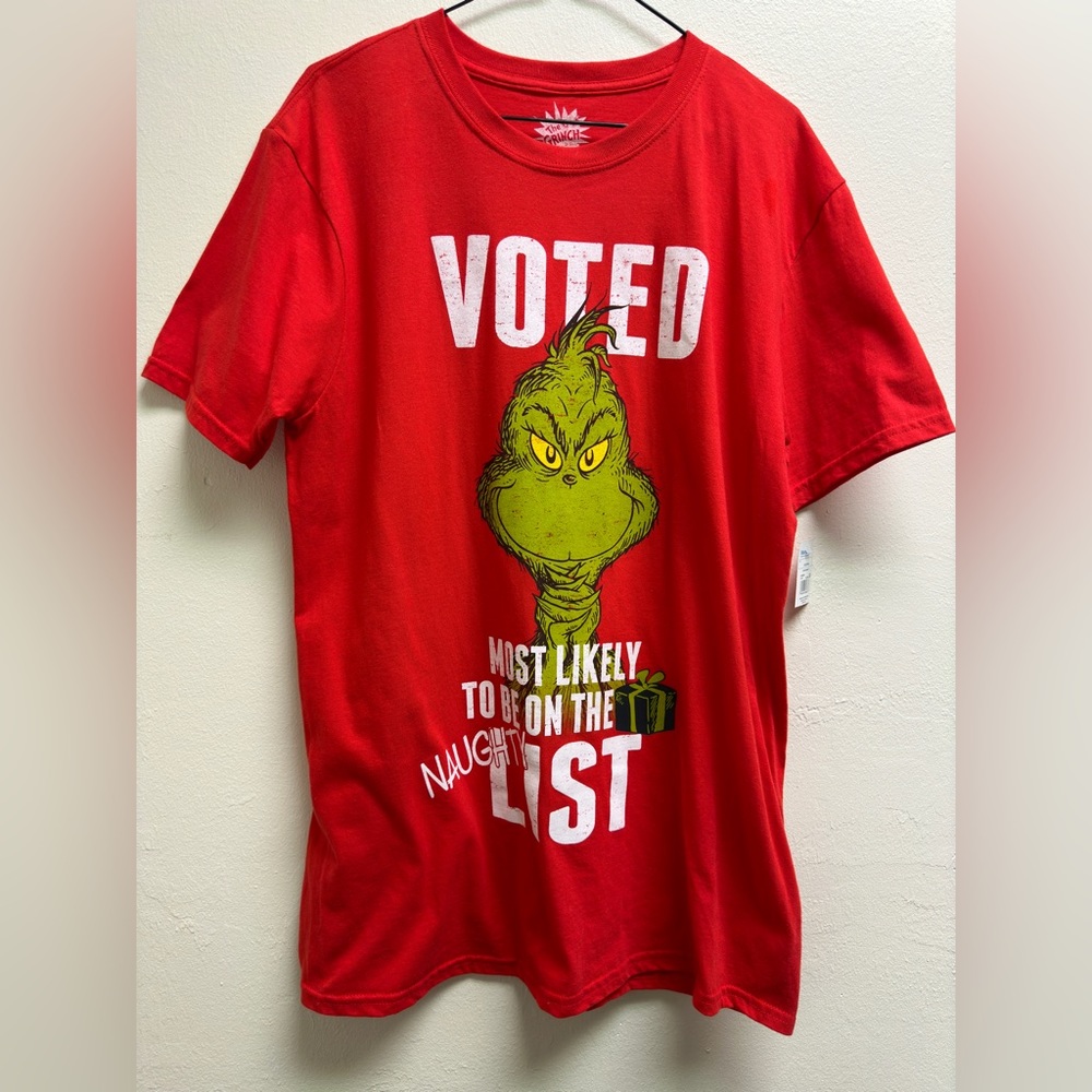 The Grinch "Voted Most Likely To Be On The Naughty List" Christmas TShirt Cotton